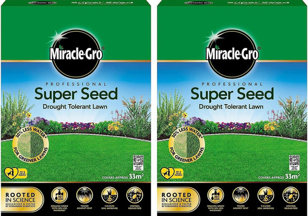 2 x Miracle-Gro Professional Super Seed Drought Tolerant Lawn Seed 33m2/1kg