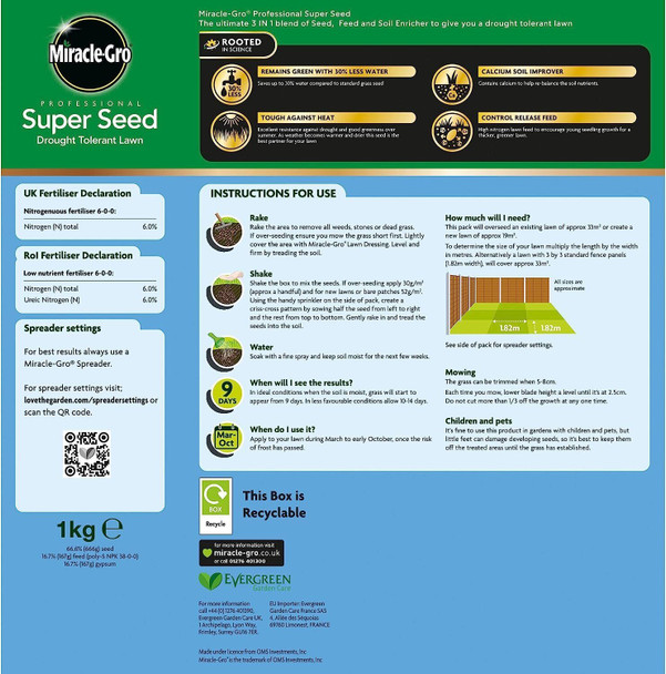 Miracle-Gro Professional Super Drought Tolerant Lawn Seed 33m2/1kg