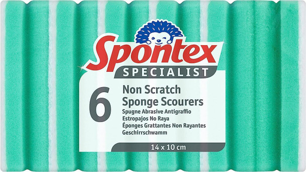 Spontex Specialist Non Scratch Sponge Scourers for Delicate Surfaces 6 Pack