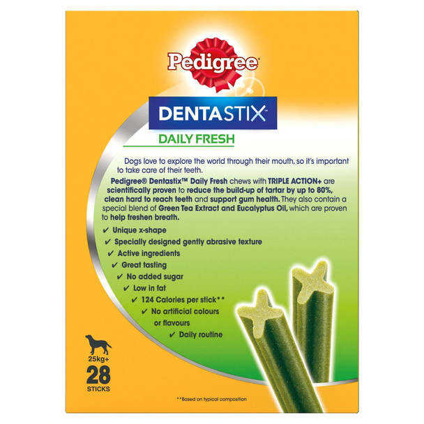 112 x Pedigree Dentastix Fresh Daily Dental Chews - Large Dog Treats - 25kg+