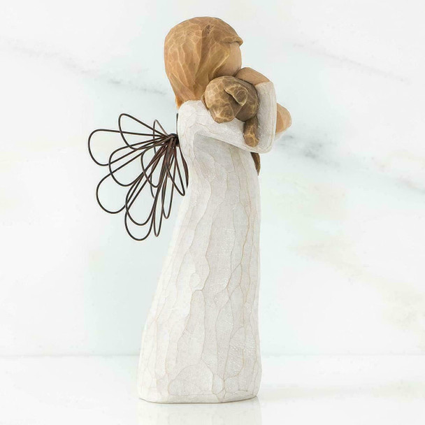 Willow Tree Angel of Friendship, Angel Figurine with Wire Wings, Cream Ornament