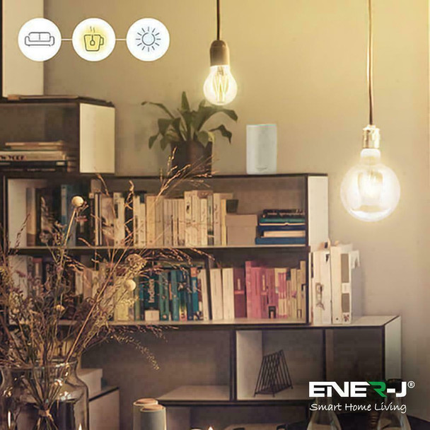 Ener-J Smart 8.5W Globe LED Dimmable Filament Bulb CCT Changing - Voice Control