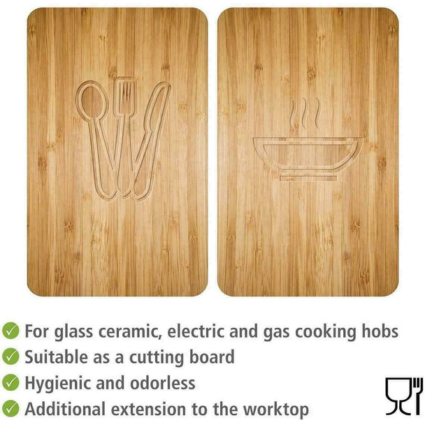 Wenko Lunch Kitchen Cooker Hob Cover Plates, All Types, Tempered Glass, Set of 2