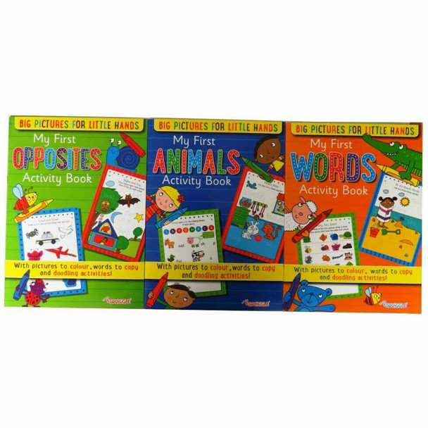 Squiggle My First Opposites, Animals & Words Activity Books 3 Pack with 32 Pages