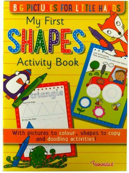 Squiggle My First ABC, 123 & Shapes Activity Book, Colouring and Drawing, 3 Pack