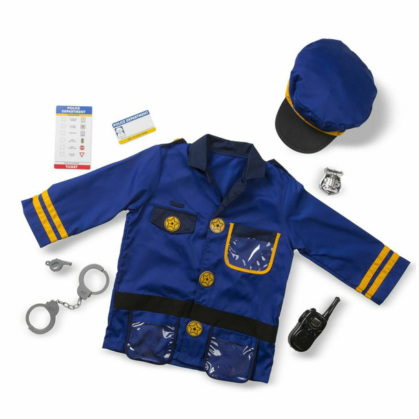 Melissa & Doug Police Officer, Kids Blue Fancy Dress Costume Set, Ages 3-6 Years