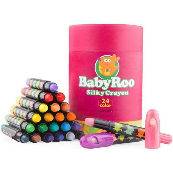 Jar Meló Silky Washable Crayon, Baby Roo 24 Colours 3 Years + Non-Toxic Ink Play