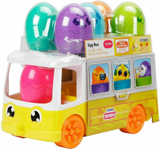 Tomy Toomies Hide & Squeak Egg Bus Baby Toy, Colourful Educational Shape Sorter