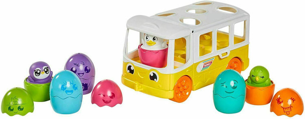 Tomy Toomies Hide & Squeak Egg Bus Baby Toy, Colourful Educational Shape Sorter