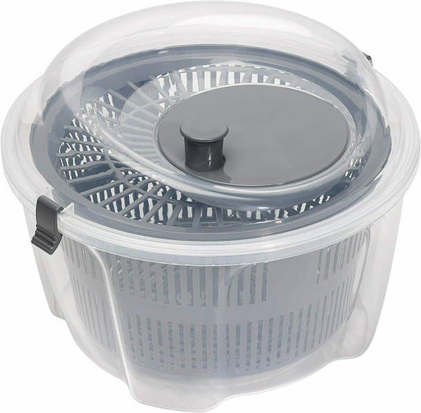 Chef Aid Clear Plastic Salad Spinner with Easy Spin Mechanism 4.4 L, 24.5 x 16cm