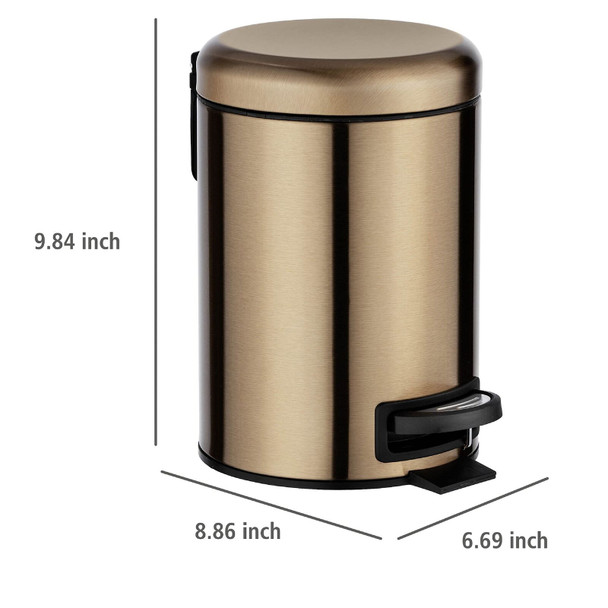 WENKO Dustbin with Anti-Fingerprint Capacity 3 litres, Rustproof stainless steel, Metallic Copper