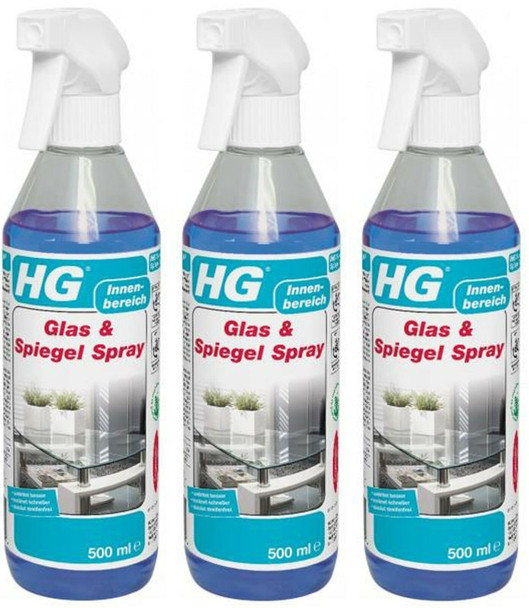 HG 142050105 Glass and Mirror Spray Glass Cleaner (2 + 1 Free) Pack of 3