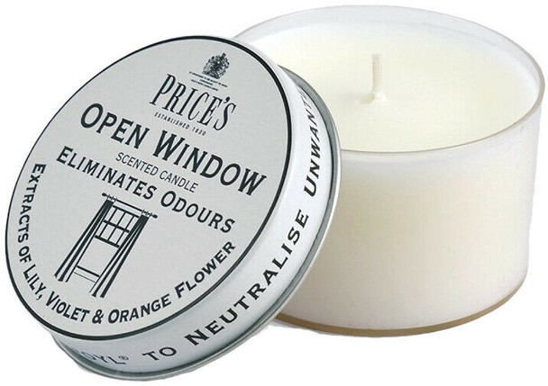 18 x Price's Open Window Scented Tin Candle Neutralises Odours, Clean and Fresh