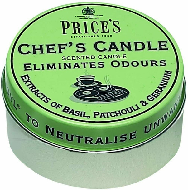 12 x Price's Chefs Scented Tin Candle Odour Eliminating Basil Patchouli Geranium