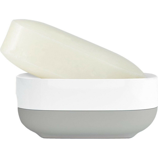 Joseph Joseph Bathroom Slim Compact Soap Dish with Draining Base, White and Grey