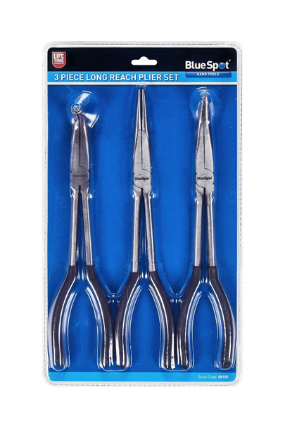 Blue Spot 08185 3 Piece Tools 3Pce Long Reach Plier Set, Silver