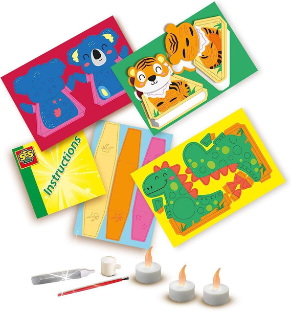 SES Creative Childs Light Lantern Animal Craft Play Kit with LED Tea Lights