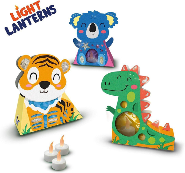 SES Creative Childs Light Lantern Animal Craft Play Kit with LED Tea Lights