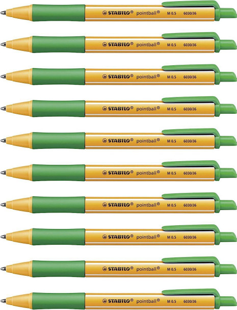 Ballpoint Pen - STABILO pointball - Pack of 10 - Green