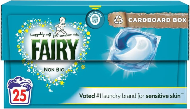 Fairy Non Bio Pods Washing Laundry Detergent Liquid Capsules 25 Wash Pack