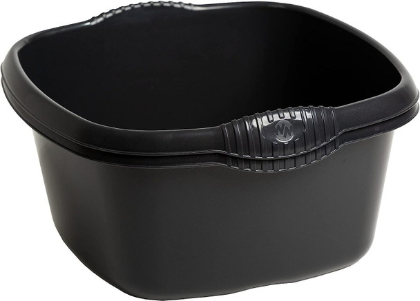 Wham Square Washing Up Bowl Gloss Finish with Handles 9L Litre Black