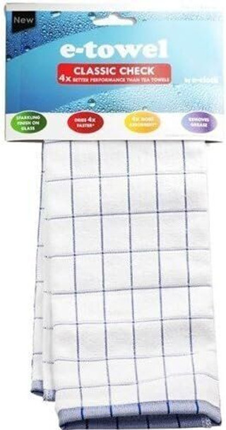 E-Cloth Classic Check Blue E Towel 1unit X 3 (Pack of 3)