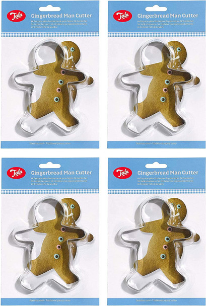 Tala Stainless Steal Gingerbread Man Shape Decoration Baking Cookie Cutter (Pack of 4)