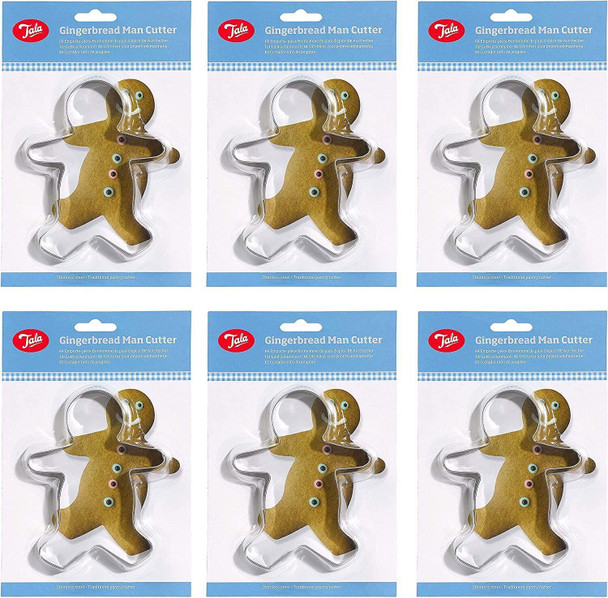 Tala Stainless Steal Gingerbread Man Shape Decoration Baking Cookie Cutter (Pack of 6)