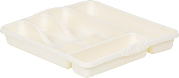 Wham Soft Cream 5 Compartment Plastic Cutlery Holder Tray Drawer Organiser
