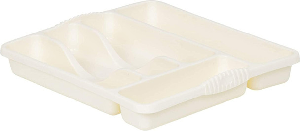 Wham Soft Cream 5 Compartment Plastic Cutlery Holder Tray Drawer Organiser