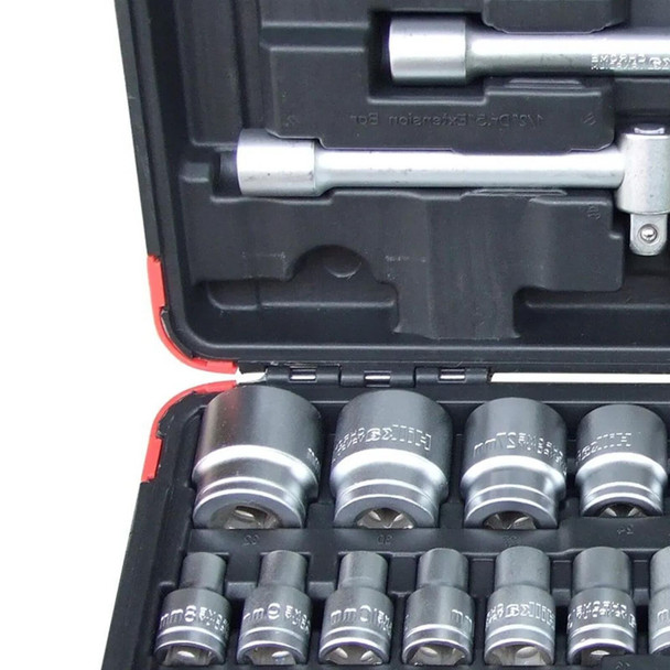 Hilka 01123202 32 pce 1/2" Drive Socket Set Metric - 72 Teeth Ratchet Spring Loaded