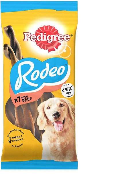 Pedigree Rodeo - Chewy Twists Dog Treats with Beef, 8 Sticks, 140g