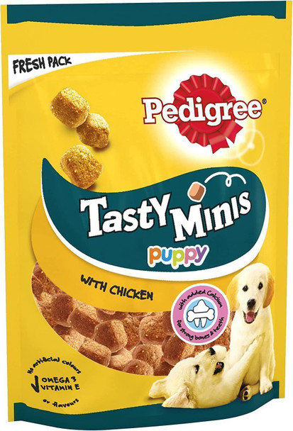 Pedigree Tasty Minis - Puppy treats, chewy cubes with chicken - training treats, Pack of 8 (8 x 125 g)