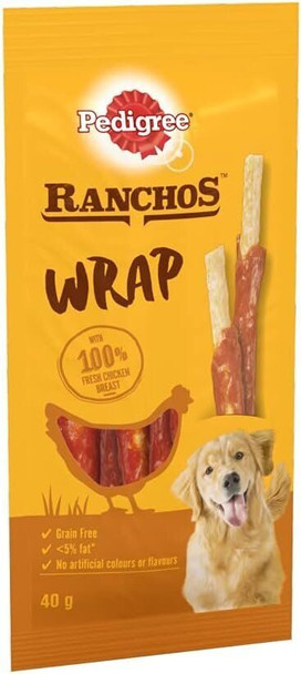 Pedigree Ranchos Wrap Adult Dog Treats Chicken Sticks 40g