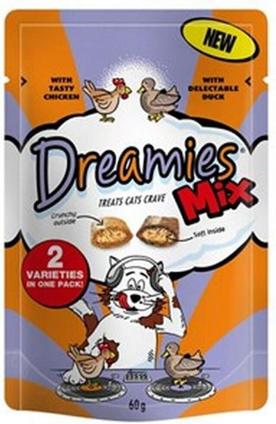 Dreamies Cat snack mix with chicken and duck, pack of 6 (6 x 60 g)