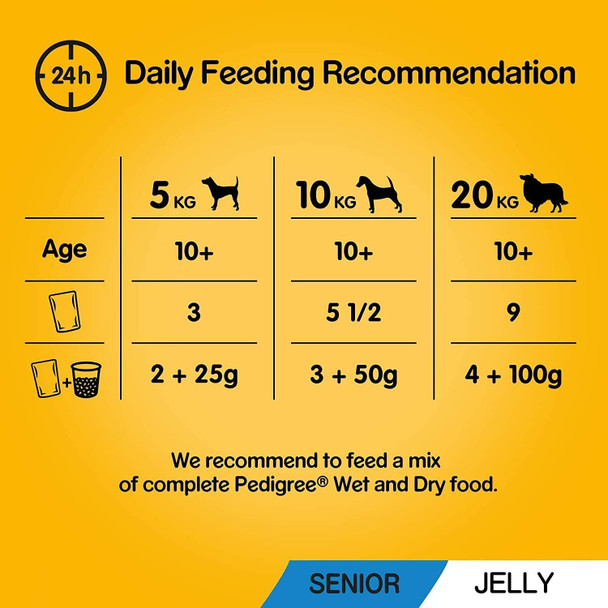 Pedigree Senior Wet Dog Food Pouches Mixed in Jelly 12 x 100g