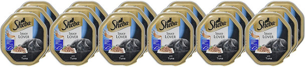 Sheba Sauce Lover - Wet Cat Food for Adult Cats with Tuna, 18 Trays (18 x 85 g)