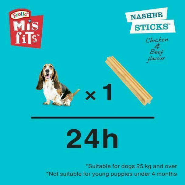 Misfits Nasher Sticks for Medium Dogs with Chicken & Beef (7 per Pack - 175g)...