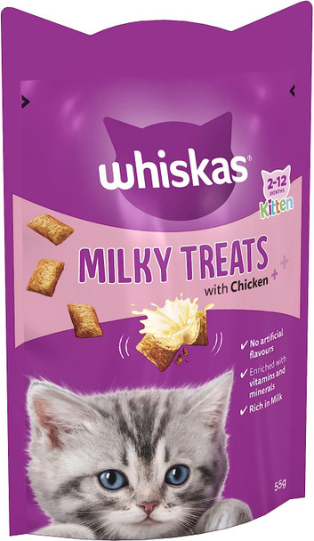 Whiskas 2-12 Month Kitten Milky Treats, 55 g (Pack of 8)