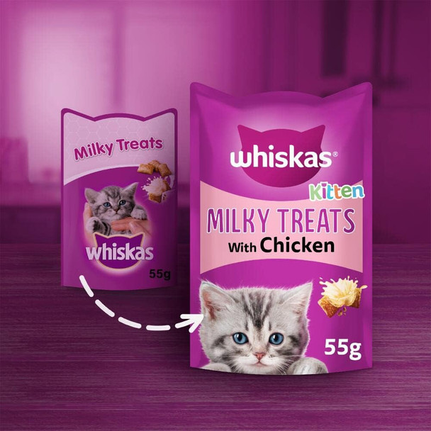 Whiskas 2-12 Month Kitten Milky Treats, 55 g (Pack of 8)