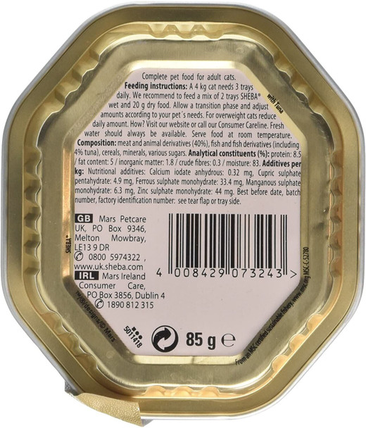Sheba Tray Wet Cat Food Sauce Lover With Tuna 18 Pack 85g