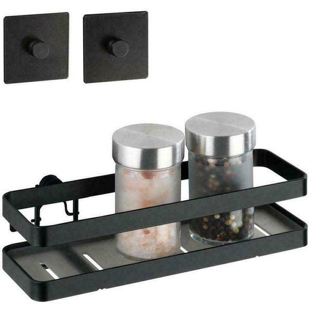 Wenko Spice Rack, Metal, Black, 22 x 5,5 x 7 cm