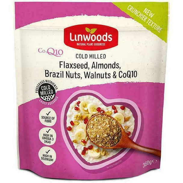 LINWOODS Flaxseed Almonds Brazil Nuts Walnuts CoEnzymeQ10 360g (Pack of 3)