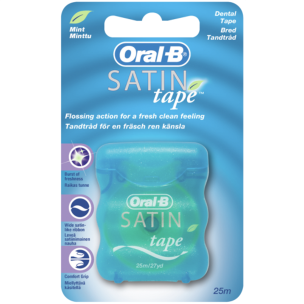 Oral-B Satin tape mint dental floss, 25 m, pack of 12, 12 x 25 m