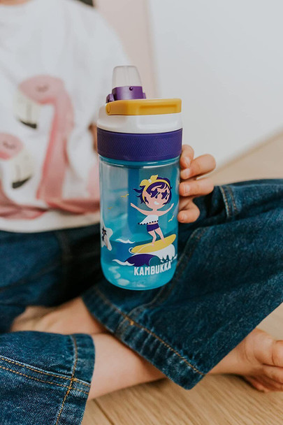 KAMBUKKA Kids Water Bottle Leakproof & Shockproof LAGOON Surf Girl 400 ml