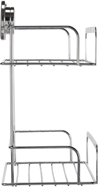 Croydex QM290541 Stick N Lock Adhesive Shower Basket Caddy, 5 Year Rust Free Guarantee , Silver