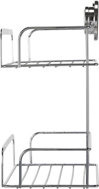 Croydex QM290541 Stick N Lock Adhesive Shower Basket Caddy, 5 Year Rust Free Guarantee , Silver