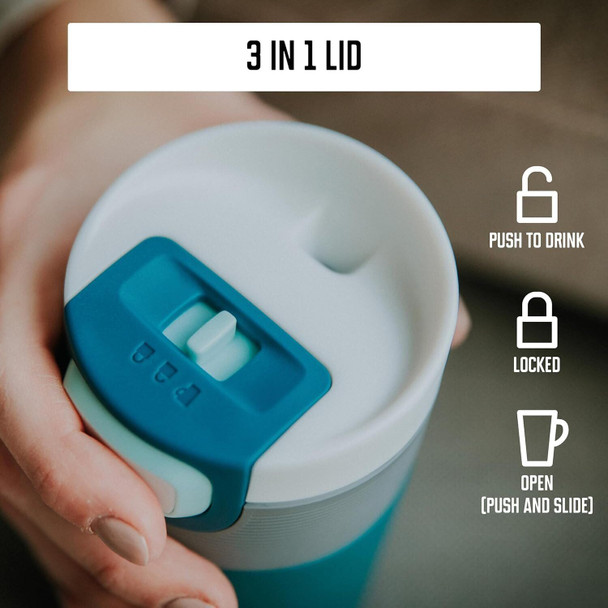 KAMBUKKA Insulated Travel Mug Leak-Proof Thermos Snapclean Tech Teal 300 ml
