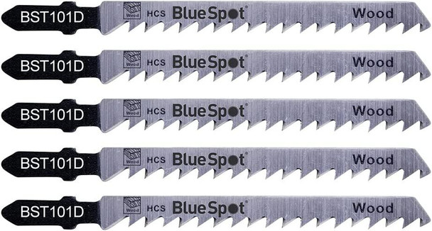 Blue Spot Tools 19007 5 Piece HCS Fast Cut Jigsaw Blades For Wood (6 TPI)