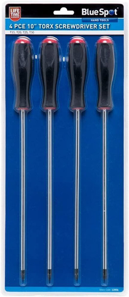 Blue Spot 12056 Torx Screwdriver Chrome Vanadium Steel Black, 4 Pack